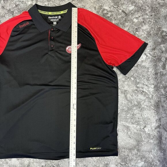 Detroit Red Wings Polo Shirt Size XL Reebok Center Ice Collection Black Red - Picture 8 of 8